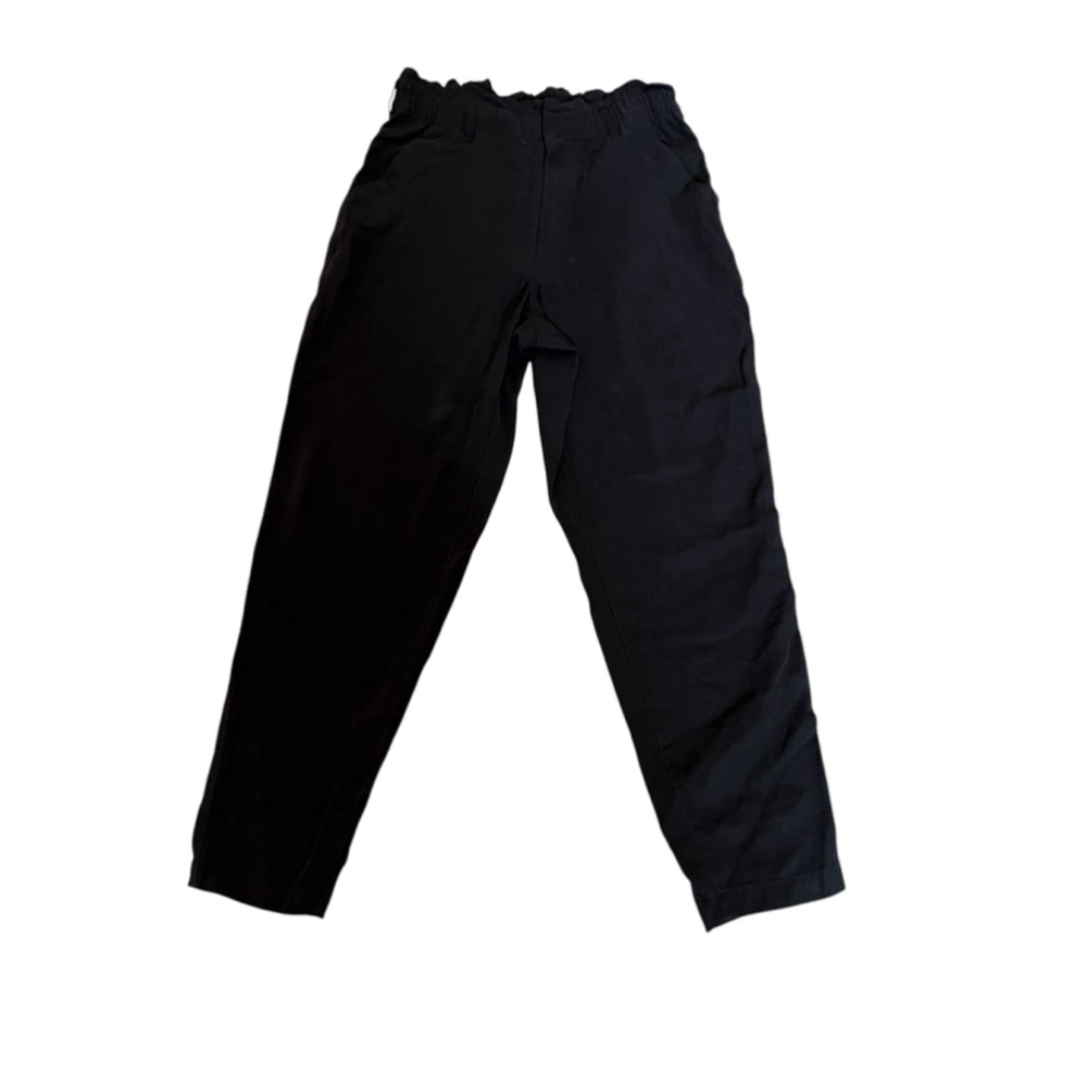 OLD NAVY Black High Waisted Straight Leg Paper Bag Pant M - Picture 2 of 9